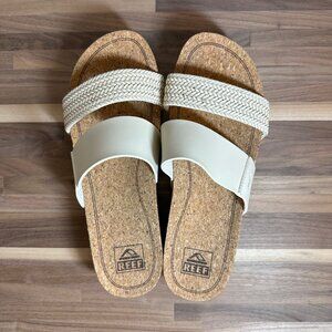 NWOT Reef CUSHION VISTA HI Women’s Platform Slide Sandals NATURAL Shoes Size 9